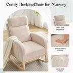 Fauteuil à bascule pour chambre d'enfant avec dossier haut et pochette latérale, fauteuil d'appoint avec pieds en bois d'hévéa pour salon/chambre