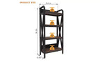 25.6" Steel and Wood 4-Tier Decorative Bookshelf, Modern Industrial Storage Rack for Living Room, Office & Kitchen, Rustic Brown