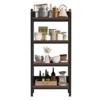 25.6" Steel and Wood 4-Tier Decorative Bookshelf, Modern Industrial Storage Rack for Living Room, Office & Kitchen, Rustic Brown