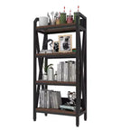 25.6" Steel and Wood 4-Tier Decorative Bookshelf, Modern Industrial Storage Rack for Living Room, Office & Kitchen, Rustic Brown
