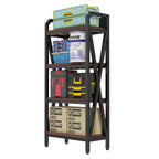 25.6" Steel and Wood 4-Tier Decorative Bookshelf, Modern Industrial Storage Rack for Living Room, Office & Kitchen, Rustic Brown