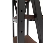 25.6" Steel and Wood 4-Tier Decorative Bookshelf, Modern Industrial Storage Rack for Living Room, Office & Kitchen, Rustic Brown