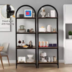 Industrial Open Book Shelves for Living Room,Bookshelf, Arched Bookshelf 4 Tier Bookcase,Display Shelving Unit Storage Rack for Bedroom/Living Room