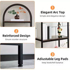 Industrial Open Book Shelves for Living Room,Bookshelf, Arched Bookshelf 4 Tier Bookcase,Display Shelving Unit Storage Rack for Bedroom/Living Room