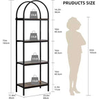 Industrial Open Book Shelves for Living Room,Bookshelf, Arched Bookshelf 4 Tier Bookcase,Display Shelving Unit Storage Rack for Bedroom/Living Room