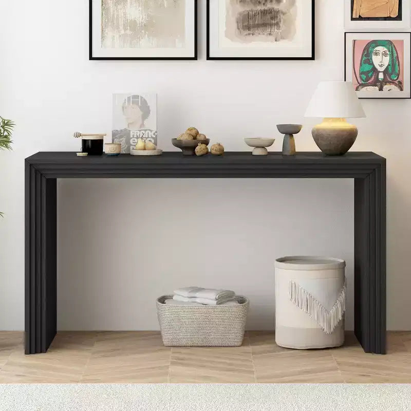 Minimalist Wood Console Table, Modern Fluted Entryway Table for Living Room and Entryway