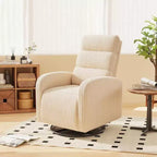 Fauteuil de Maternité Berçant Pivotant Tissu Velours Côtelé avec Coussin Épais, Chaise Confortable à Dossier Haut - Beige