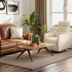 Fauteuil de Maternité Berçant Pivotant Tissu Velours Côtelé avec Coussin Épais, Chaise Confortable à Dossier Haut - Beige