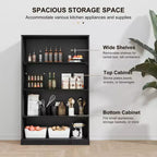 Bibliothèque de rangement en bois sans porte 49x31x16 pour cuisine, chambre, entrée, salon, noir