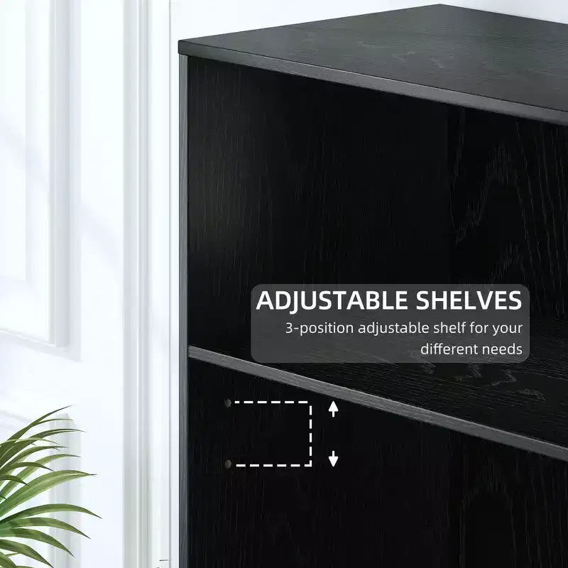 Bibliothèque de rangement en bois sans porte 49x31x16 pour cuisine, chambre, entrée, salon, noir