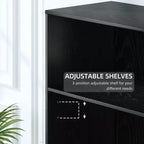 Bibliothèque de rangement en bois sans porte 49x31x16 pour cuisine, chambre, entrée, salon, noir