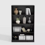 Bibliothèque de rangement en bois sans porte 49x31x16 pour cuisine, chambre, entrée, salon, noir