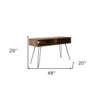 48" Black and Brown Metal and Reclaimed Wood Open Shelving TV Stand