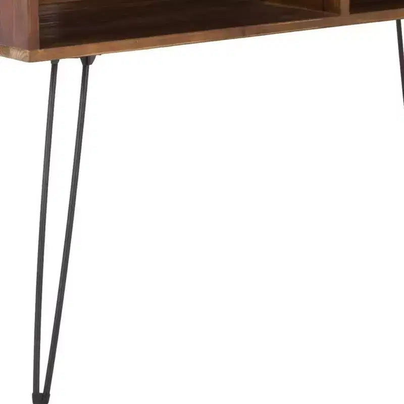 48" Black and Brown Metal and Reclaimed Wood Open Shelving TV Stand