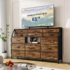 14-Drawer Dresser with Wood Top & 2 Shelves | Large Fabric Storage Organizer for Bedroom, Living Room & Closet