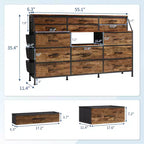 14-Drawer Dresser with Wood Top & 2 Shelves | Large Fabric Storage Organizer for Bedroom, Living Room & Closet