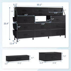 14-Drawer Dresser with Wood Top & 2 Shelves | Large Fabric Storage Organizer for Bedroom, Living Room & Closet