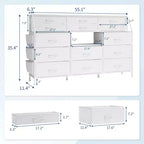 14-Drawer Dresser with Wood Top & 2 Shelves | Large Fabric Storage Organizer for Bedroom, Living Room & Closet