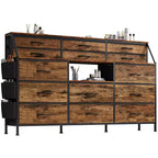 14-Drawer Dresser with Wood Top & 2 Shelves | Large Fabric Storage Organizer for Bedroom, Living Room & Closet