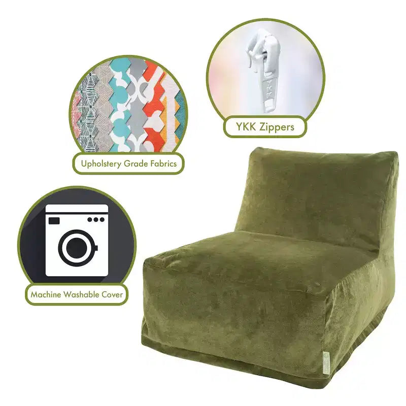 Fauteuil pouf, Velours, Intérieur, 91 cm L x 69 cm l x 61 cm H