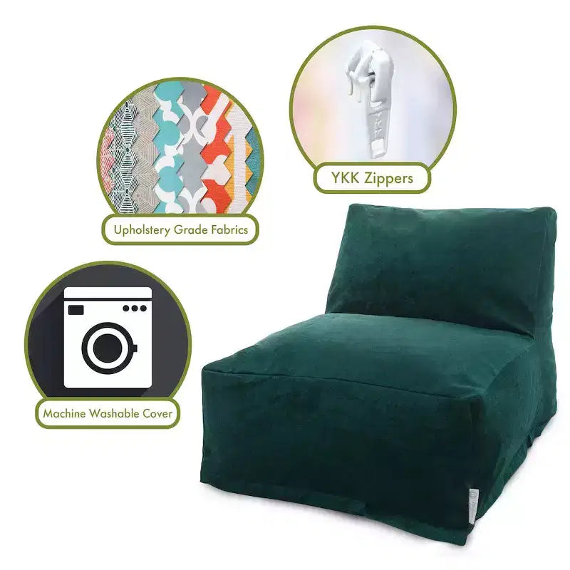 Fauteuil pouf, Velours, Intérieur, 91 cm L x 69 cm l x 61 cm H