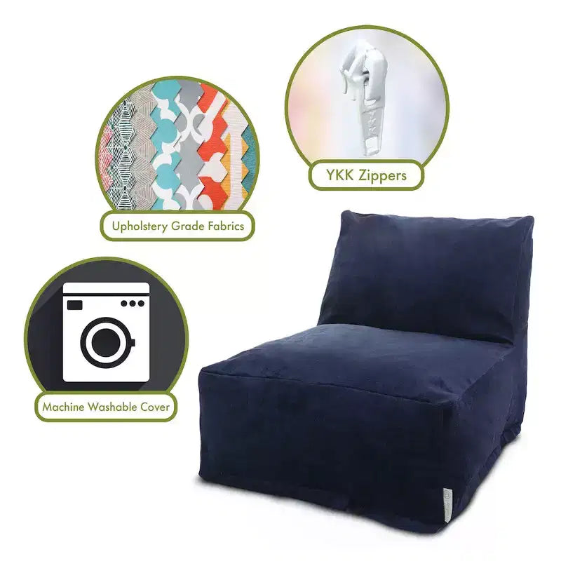 Fauteuil pouf, Velours, Intérieur, 91 cm L x 69 cm l x 61 cm H