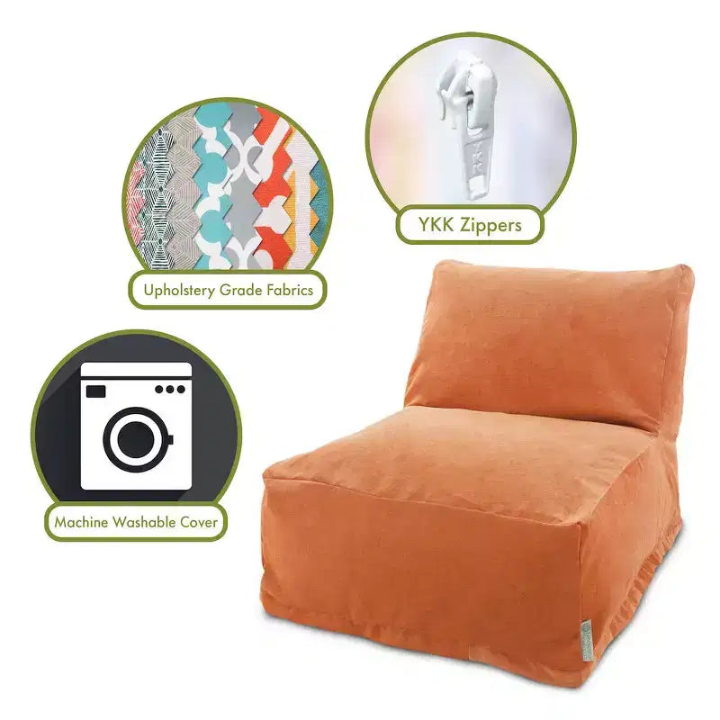 Fauteuil pouf, Velours, Intérieur, 91 cm L x 69 cm l x 61 cm H