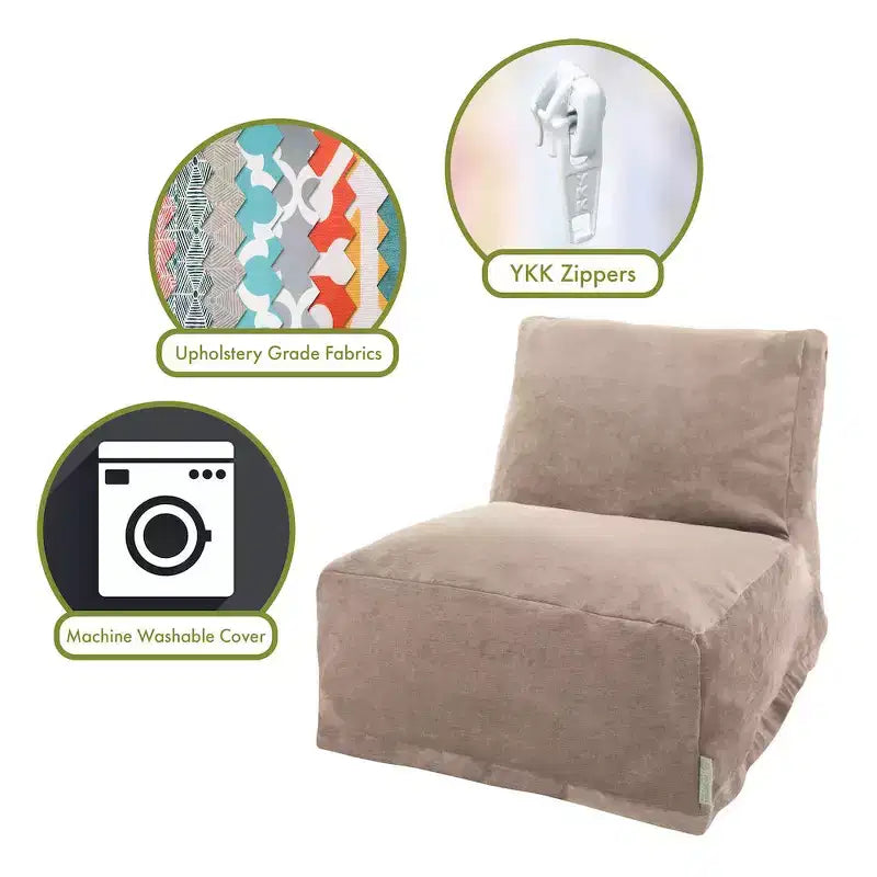 Fauteuil pouf, Velours, Intérieur, 91 cm L x 69 cm l x 61 cm H