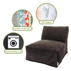 Fauteuil pouf, Velours, Intérieur, 91 cm L x 69 cm l x 61 cm H