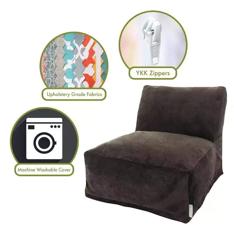Fauteuil pouf, Velours, Intérieur, 91 cm L x 69 cm l x 61 cm H