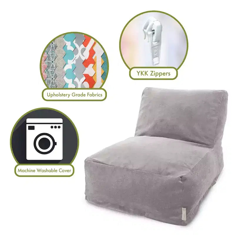Fauteuil pouf, Velours, Intérieur, 91 cm L x 69 cm l x 61 cm H