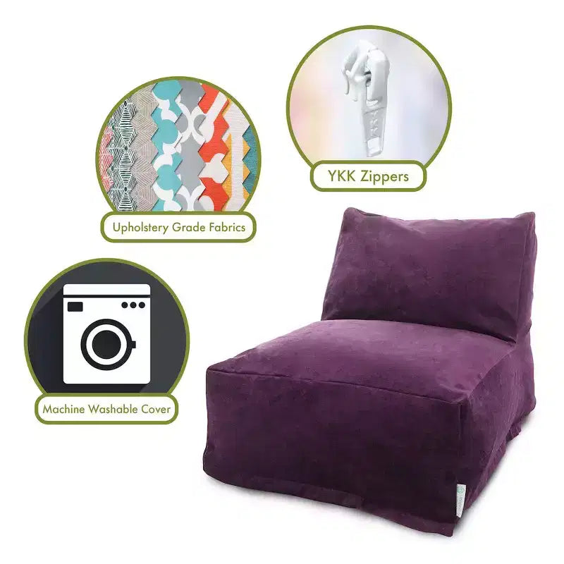 Fauteuil pouf, Velours, Intérieur, 91 cm L x 69 cm l x 61 cm H