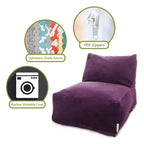Fauteuil pouf, Velours, Intérieur, 91 cm L x 69 cm l x 61 cm H