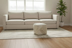 18 Natural and Off White Cotton Jute And Wool Geometric Cube Pouf Ottoman