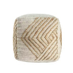 18 Natural and Off White Cotton Jute And Wool Geometric Cube Pouf Ottoman