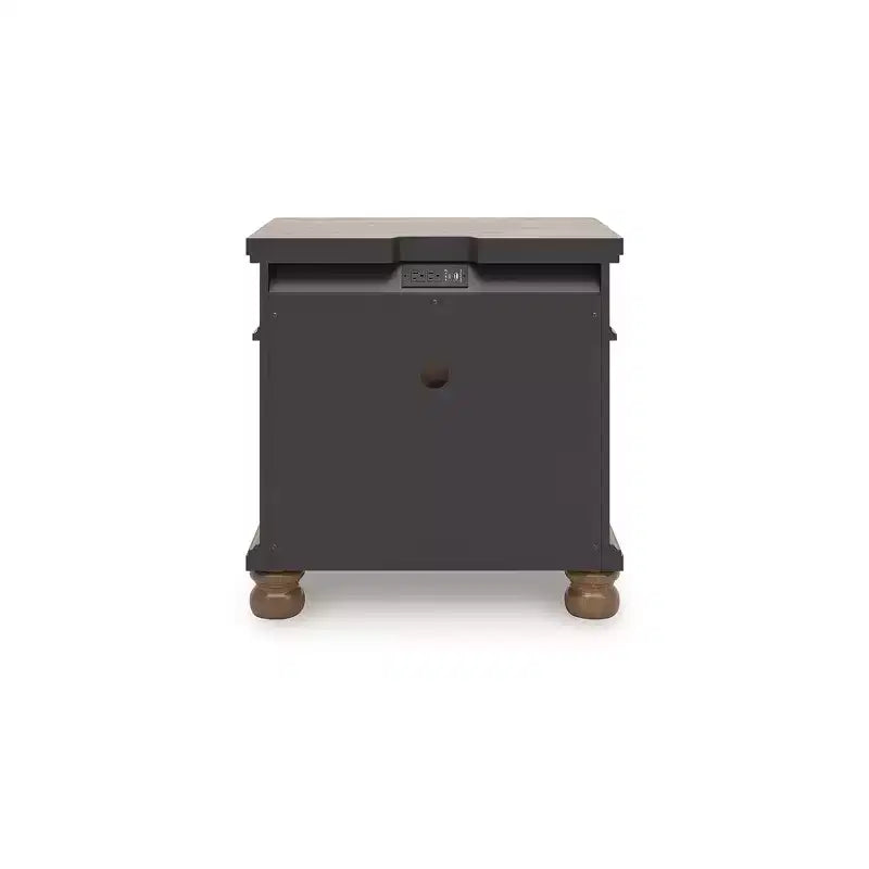 Table de chevet à 3 tiroirs à queue d'aronde avec chargement USB, marron