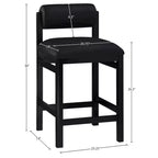 Tabouret de comptoir en cuir végétalien, design Art déco, noir