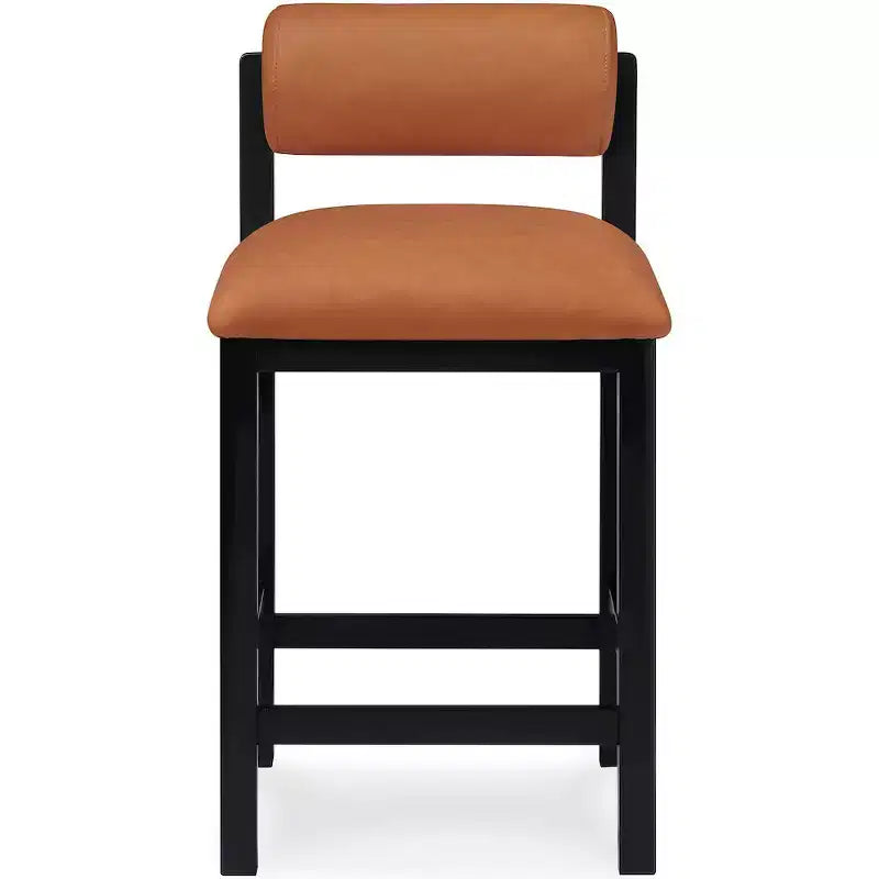 Tabouret de comptoir en cuir végétalien, design Art déco, noir