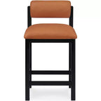 Tabouret de comptoir en cuir végétalien, design Art déco, noir