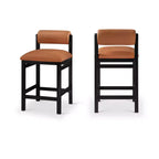 Tabouret de comptoir en cuir végétalien, design Art déco, noir
