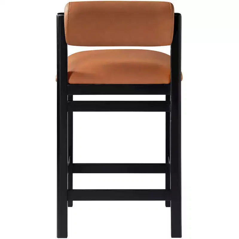Tabouret de comptoir en cuir végétalien, design Art déco, noir