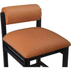 Tabouret de comptoir en cuir végétalien, design Art déco, noir