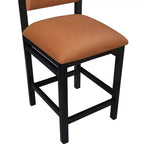 Tabouret de comptoir en cuir végétalien, design Art déco, noir