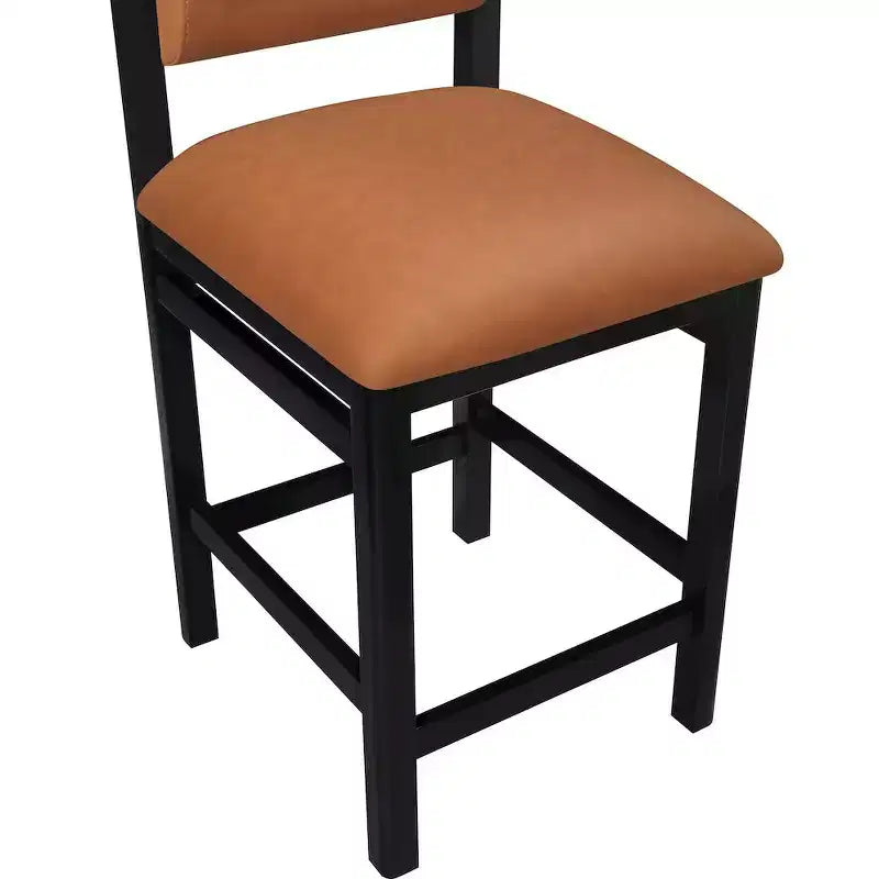 Tabouret de comptoir en cuir végétalien, design Art déco, noir