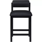 Tabouret de comptoir en cuir végétalien, design Art déco, noir