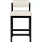 Tabouret de comptoir en cuir végétalien, design Art déco, noir