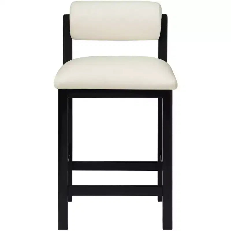 Tabouret de comptoir en cuir végétalien, design Art déco, noir