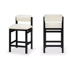 Tabouret de comptoir en cuir végétalien, design Art déco, noir