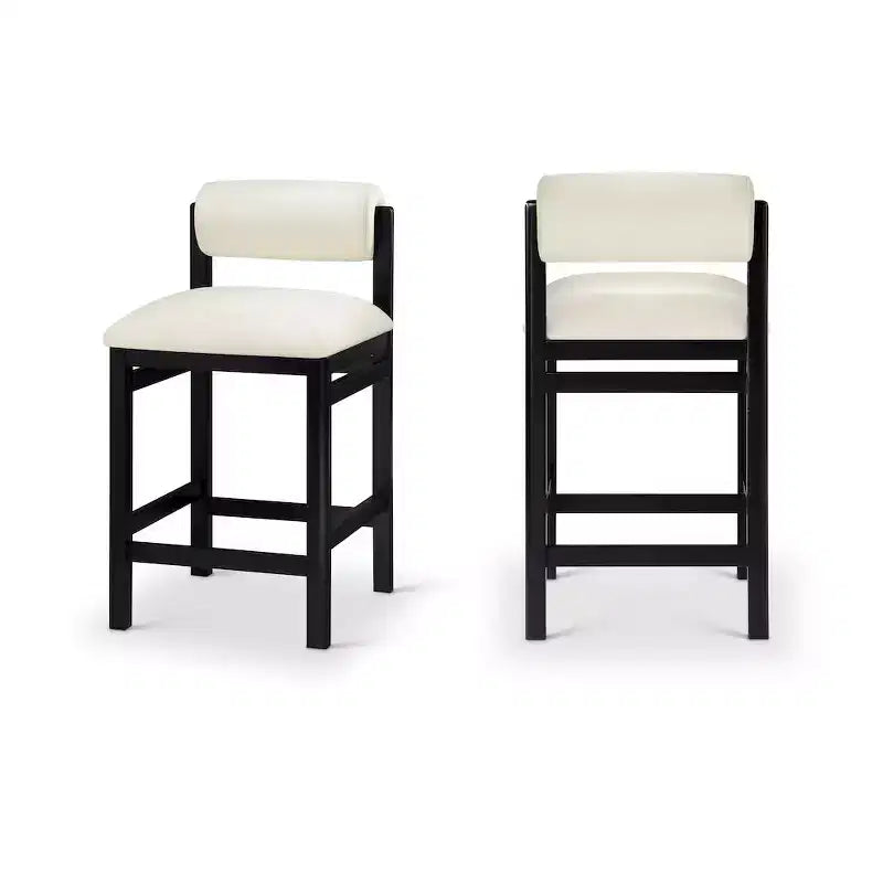 Tabouret de comptoir en cuir végétalien, design Art déco, noir