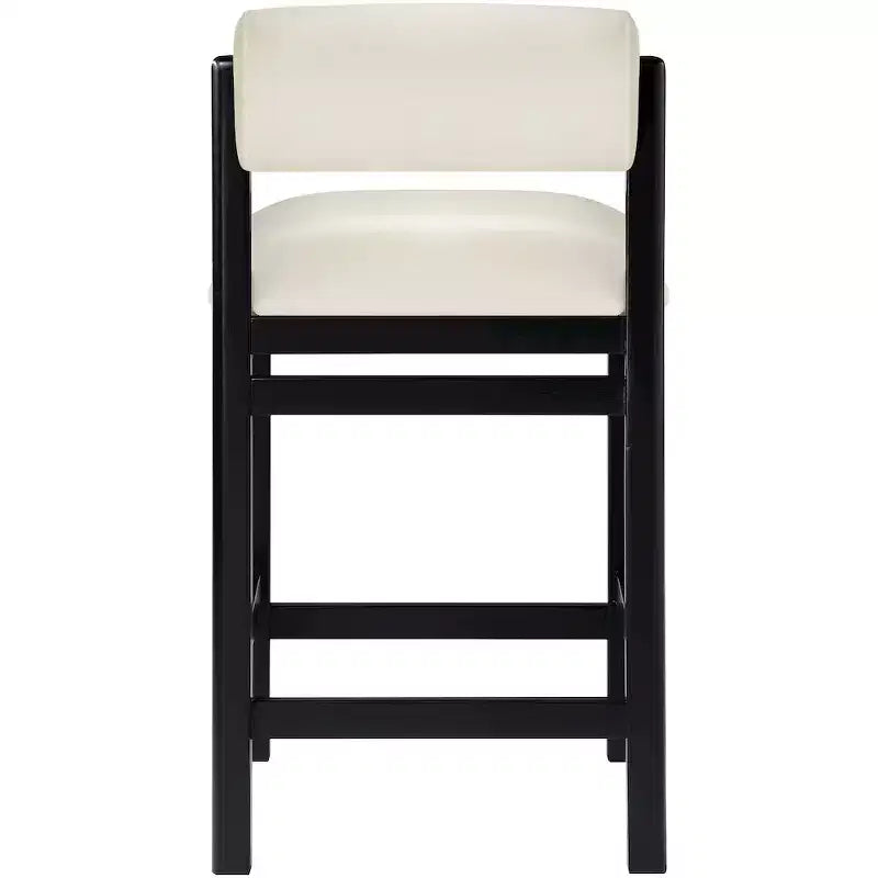 Tabouret de comptoir en cuir végétalien, design Art déco, noir